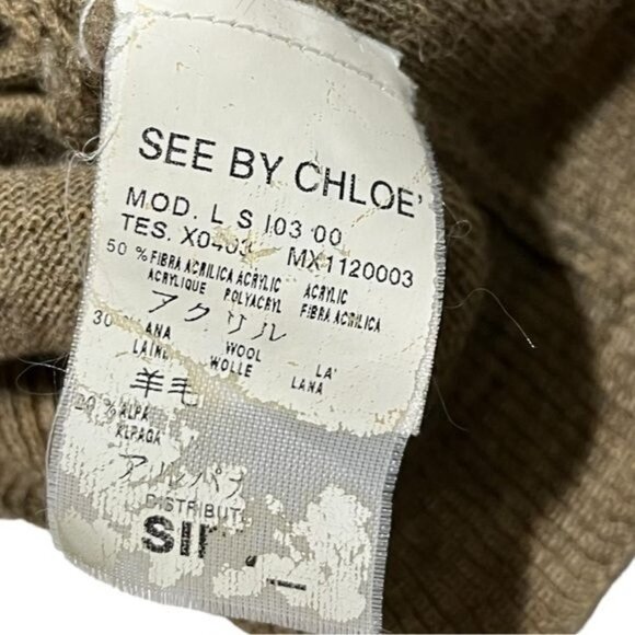See by Chloe Wool Alpaca Brown Relaxed Fit Cardigan Size 4 - Picture 9 of 12